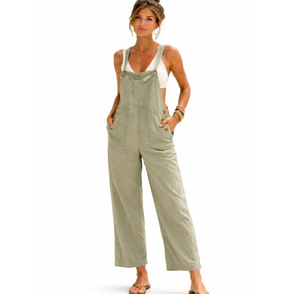 Gap Sage Green Utility Jumpsuit Boho Summer Wide Leg Size Medium